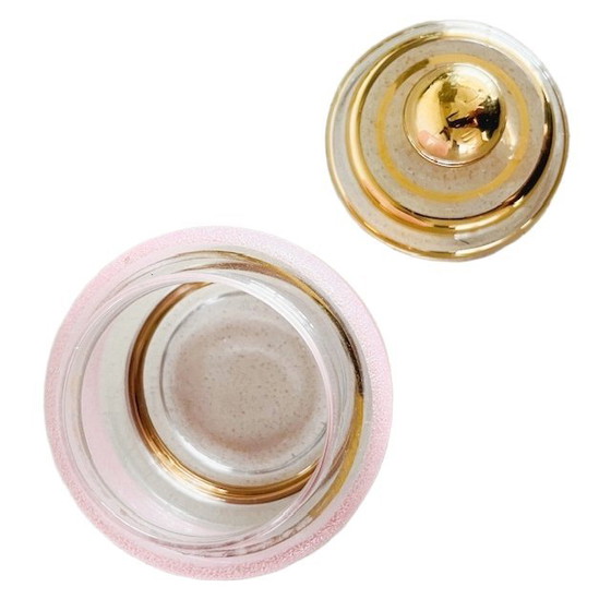 Image 1 of Artdeco polvera de cristal rosa azucarado joyero años 50