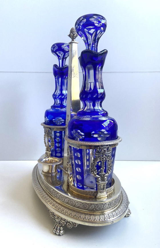 Image 1 of Porte Condiments Argent Massif Ciselé 900 Directoire 1800 Orfèvre AT Paris