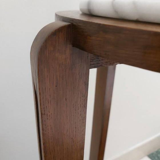 Image 1 of Mesa pedestal art déco de madera con tapa de mármol