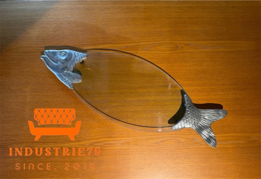 Vassoio vintage a forma di pesce in vetro di BMF Fritz Nagel