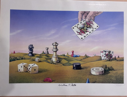 Seltene Microsoft-Firmenlithografie (209/500), handsigniert von Bill Gates (William H. Gates)