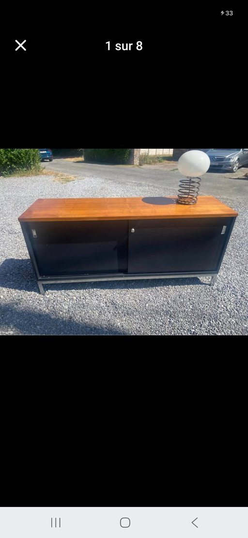 Vintage German Sidecar Buffet 1960 Mauser – high boards, Metal