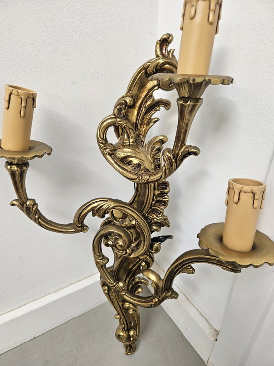 Coppia di esclusive lampade da parete in bronzo in stile Luigi XV, a 3 luci – Applique, Bronze (photo 6 of 14)