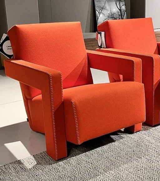CASSINA  SET di 2 Poltrone637 Utrecht (NUOVE MAI USATE) in Lana KVDRAT Rossa 13L