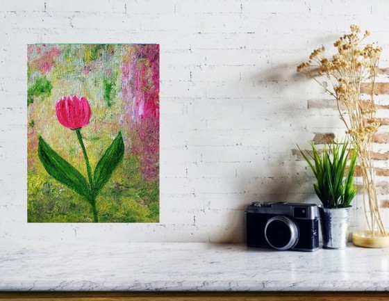 Image 1 of Gemälde rote Tulpe