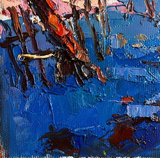 Image 1 of Original Oil Painting Morning House Landscape The last days of winter