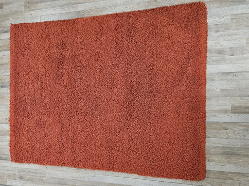 Vintage 70's Italian Red Wool Rug