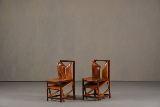 Image 1 of Chaises de salle à manger vintage au design sculptural unique, France années 1960, lot de 2