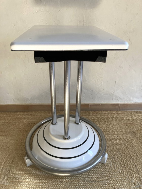 Image 1 of Antique cast iron and enameled metal table, ca. 1950