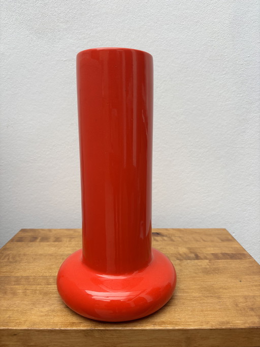 Vintage red Space age vase in ceramic design by Pino Spagnolo - Italy