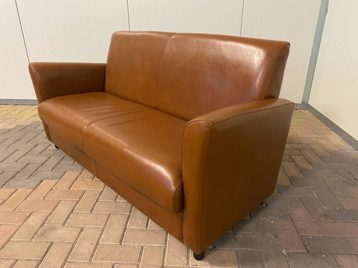 Cognackleurige 2,5-zitsbank van echt leer – Premium zitcomfort – Modern en duurzaam design