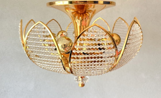 Vintage Palwa kristal plafondlamp – Plafondlampen, Messing (photo 2 of 18)