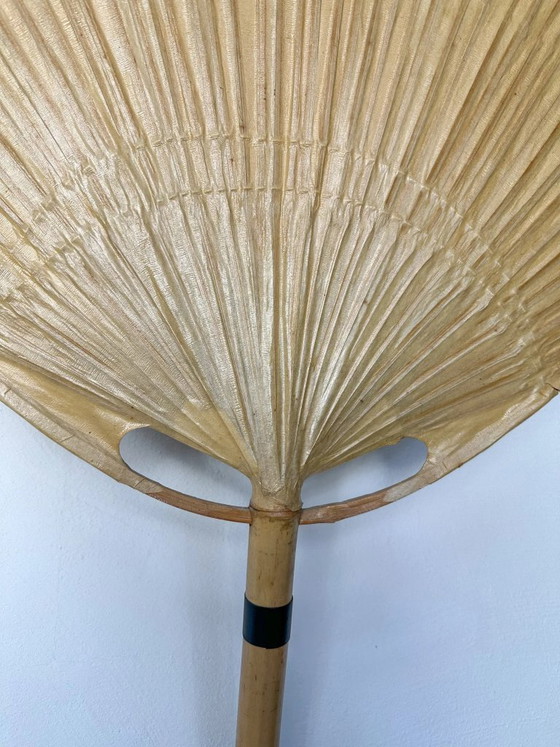 Image 1 of Applique murale vintage Uchiwa III en bambou, conçue par Ingo Maurer pour M-Design, design japonais des années 1970.
