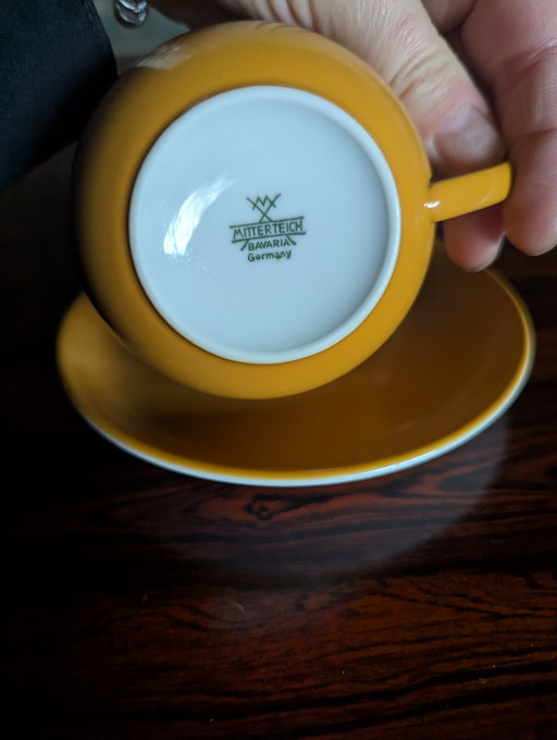 Tazza e piattino vintage - Mitterteich - giallo ocra