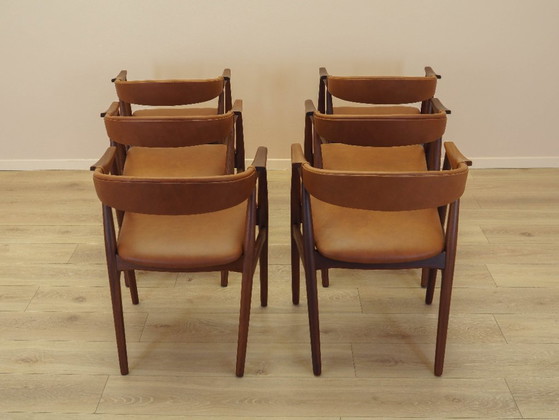 Image 1 of Set van zes teakhouten stoelen, Deens design, jaren 70, gemaakt in Denemarken.