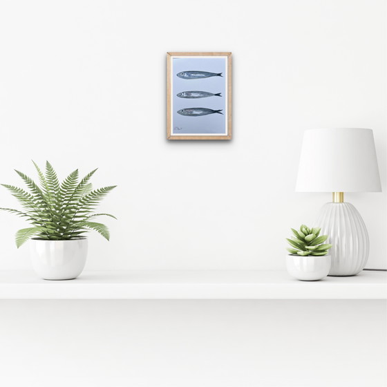Image 1 of Watercolor on paper, 21x15cm. "Sardines"