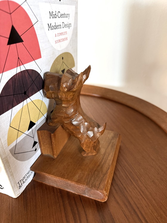 Image 1 of 2x vintage teak Scottish Terrier bookends ‘60