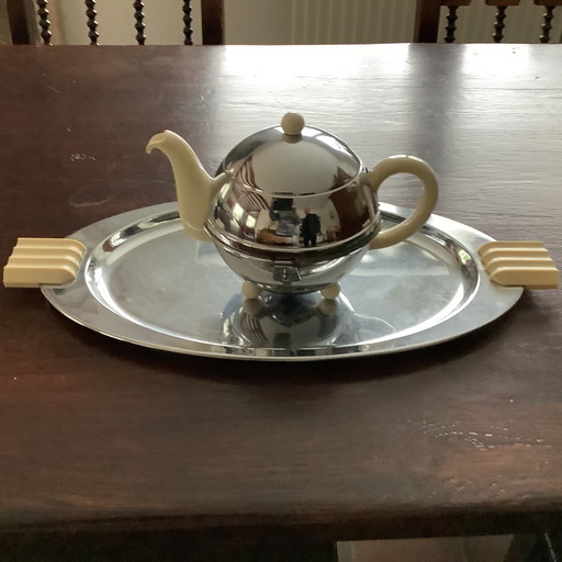 Art Deco plated tea set 1930 Gouda pottery