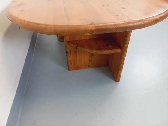 Image 1 of Vintage rectangular oval modernist coffee table in solid pine from the 1970s