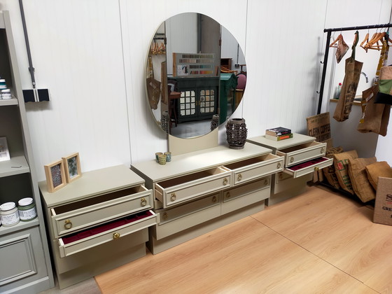 Image 1 of Coiffeuse vintage avec 2 tables de chevet