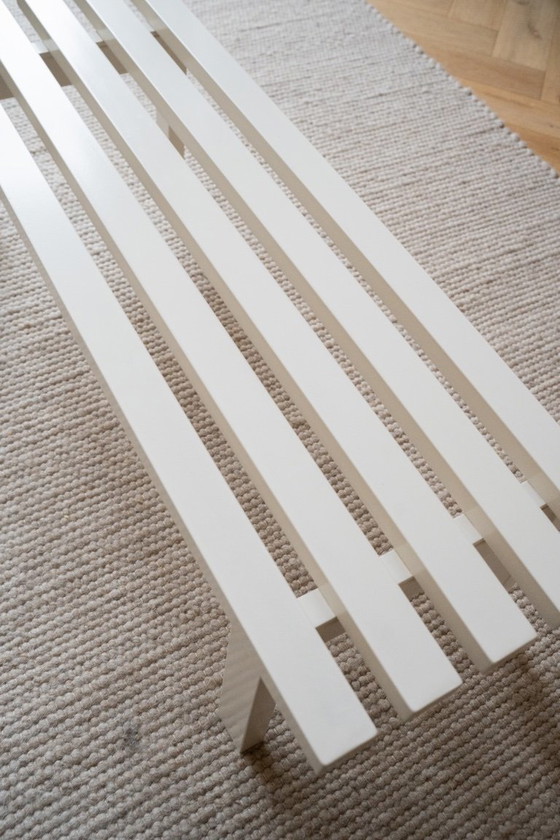 White metal slatted bench, Coffee tables, Modern (photo 4 of 12)