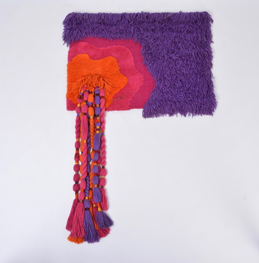 Tapis mural coloré d'artiste allemand des années 1970 par Ewald Kröner pour Schloss Hackhausen