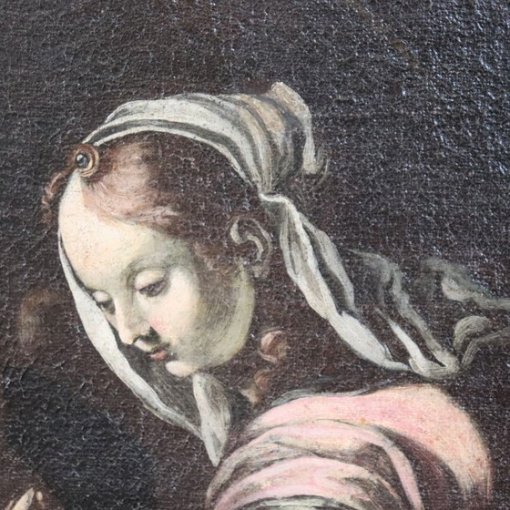 Oil Painting on Canvas, Madonna with Child and Angel Italy 17th Century – Paintings & Drawings (photo 6 of 17)