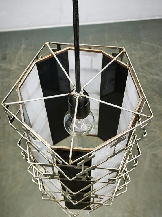 Image 1 of Lampada a sospensione geometrica ceca in cromo, metà del XX secolo, anni '60
