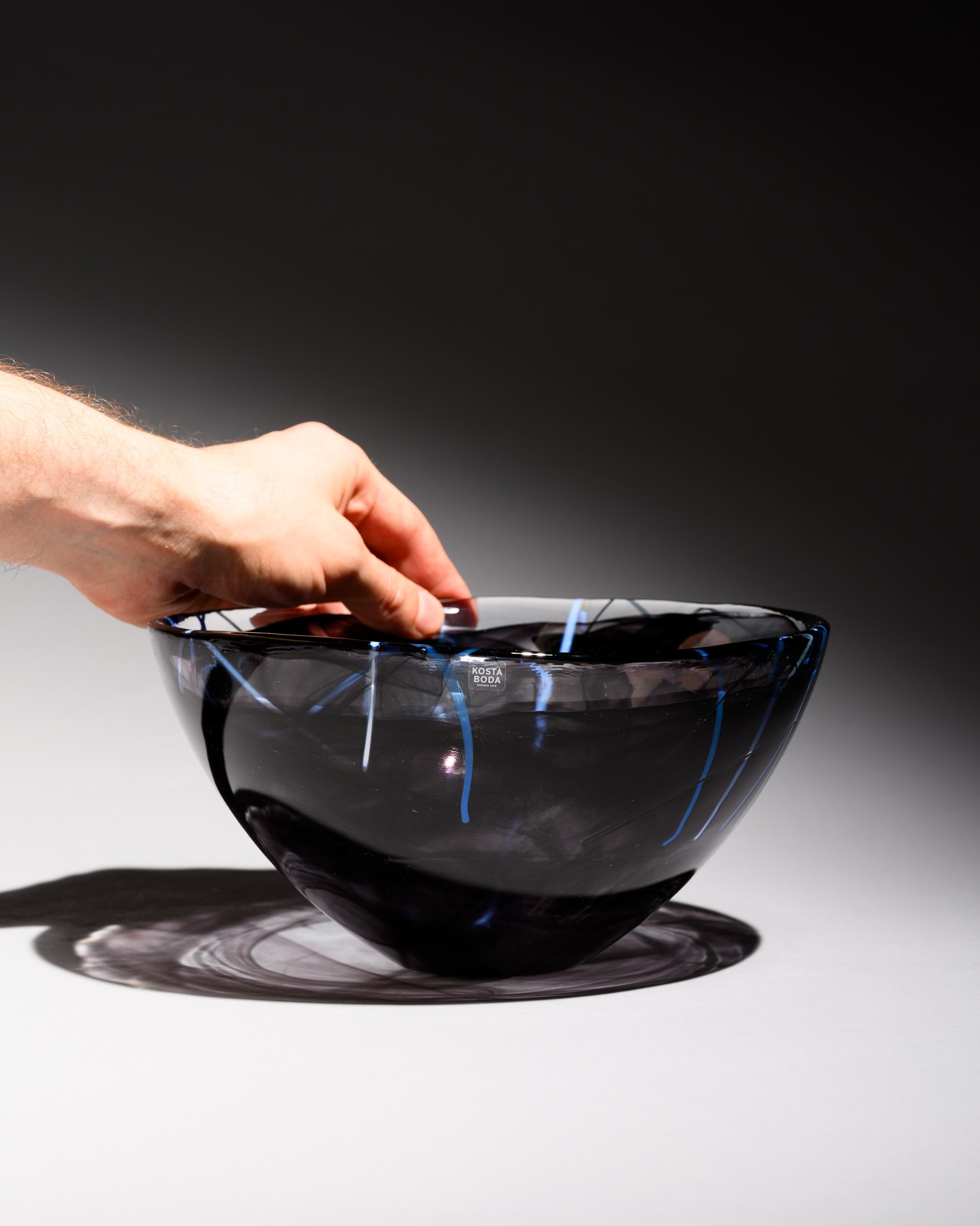 Kosta Boda Anna Ehrner “Contrast” Signed Bowl Handblown Art Glass