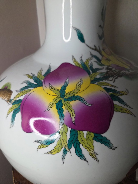 Chinese Tianqiuping Vase, 56 cm high, beautiful condition, Porcelain, Pink (photo 4 of 11)