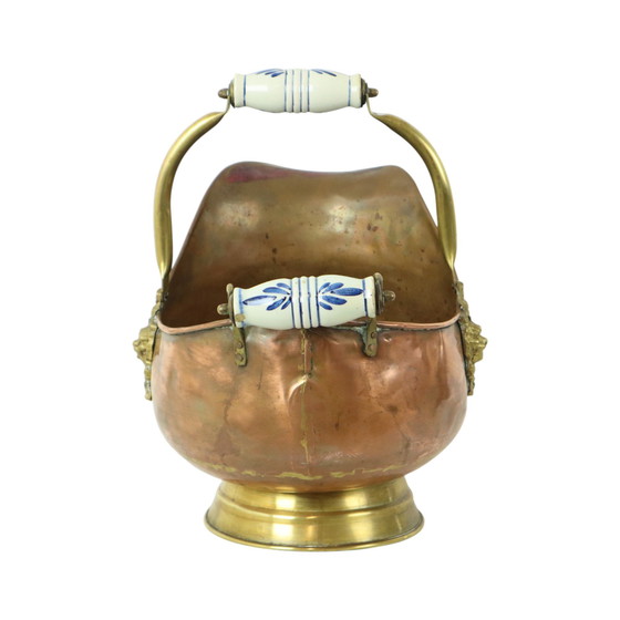 Image 1 of Antique Copper Helmet-Shaped Coal Kit Flower Pot