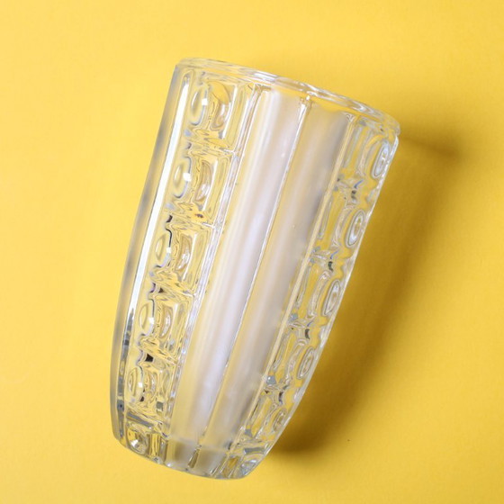 Image 1 of Vintage Clear Pressed Glass Vase / Bohemia Glass / 1950s