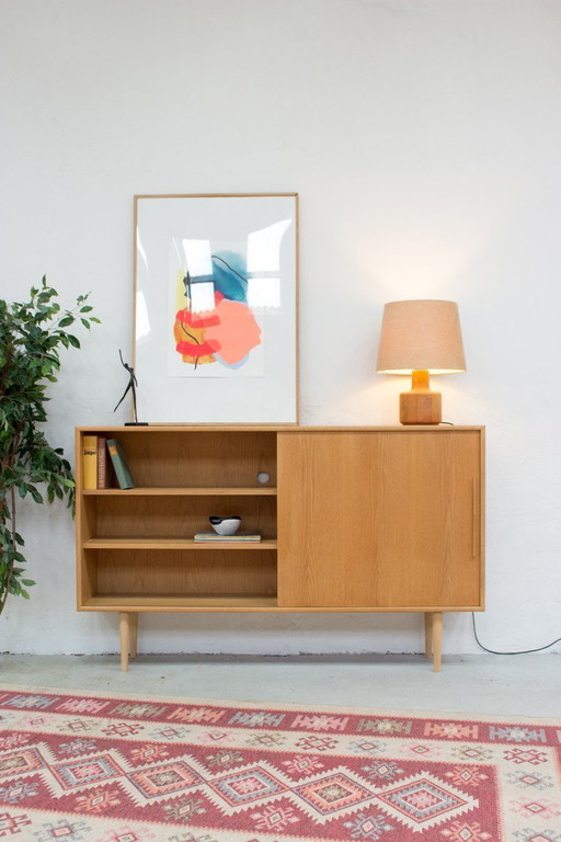 Vintage WK Möbel Highboard Buffet Commode en chêne