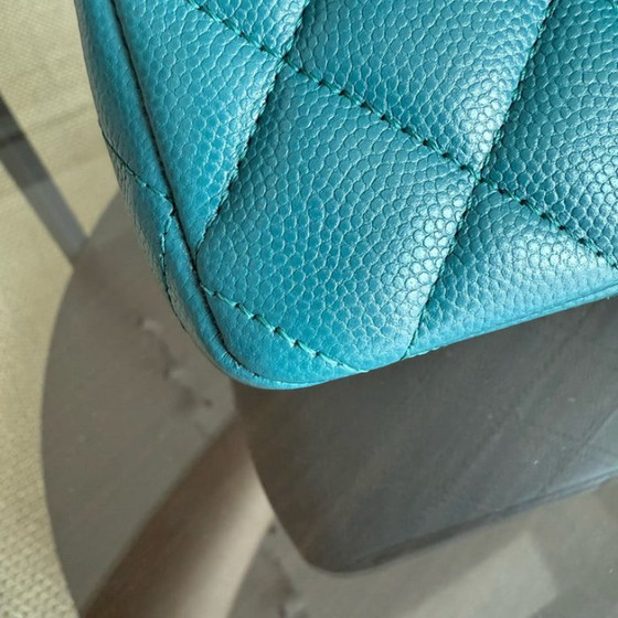 Image 1 of Chanel Classic Flap Medium - Caviar 25CM Quilted Grained Calfskin Blue Silver Hardware Series 26