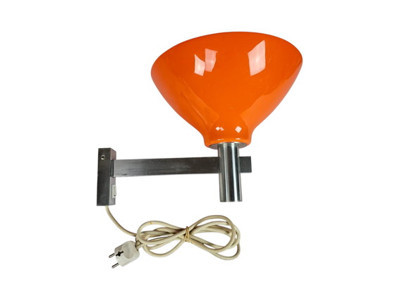 Image 1 of Space Age - Vintage - Applique en aluminium avec abat-jour en plastique - Mid Century