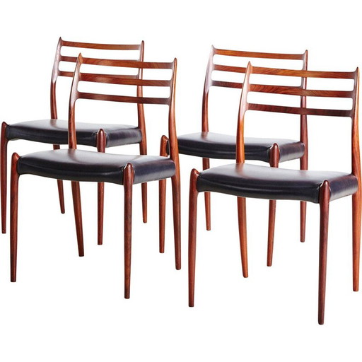 MK7239 Ensemble de 4 chaises de salle à manger vintage modèle 78 par Niels O. Moller pour J.L. Moller, années 1960