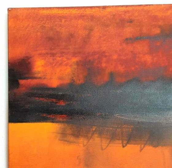 Image 1 of Dário Bosa abstract 2 Luik (arancione/rosso) firmato / tela (artista brasiliano)