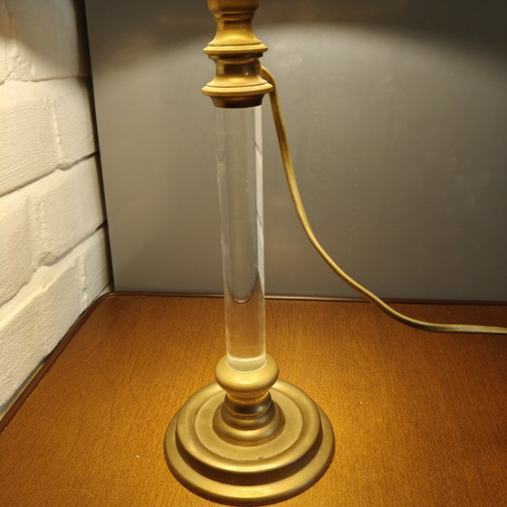 Lampada da tavolo a colonna vintage in ottone e lucite – Stile Hollywood Regency – Lampade da tavolo, Other (photo 3 of 7)