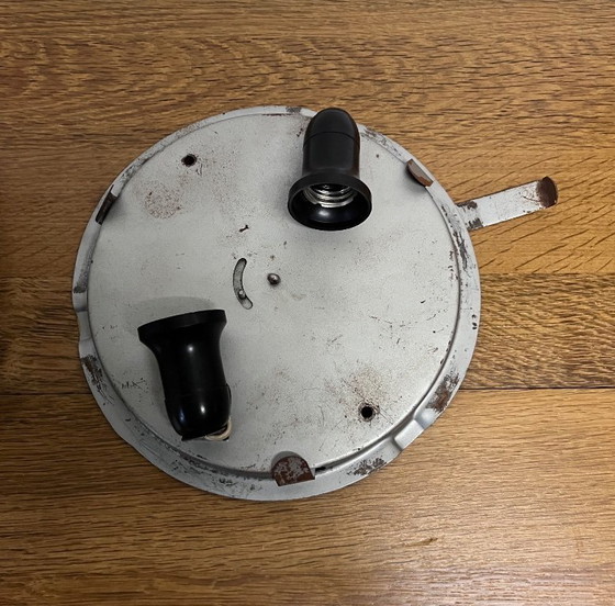 Image 1 of Mid Century Wit Mat Glas Plafonnière Gispen Stijl Ø 35 cm