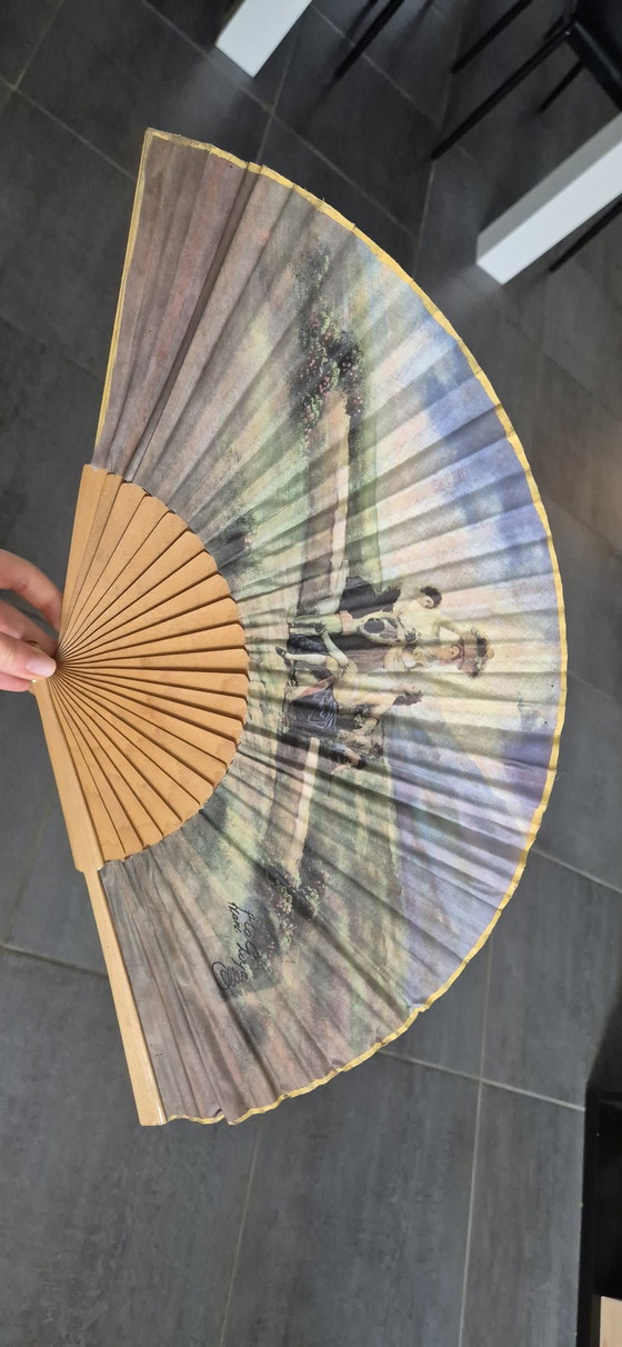 Image 1 of Vintage decoratieve waaier - Goya scène - 27 cm