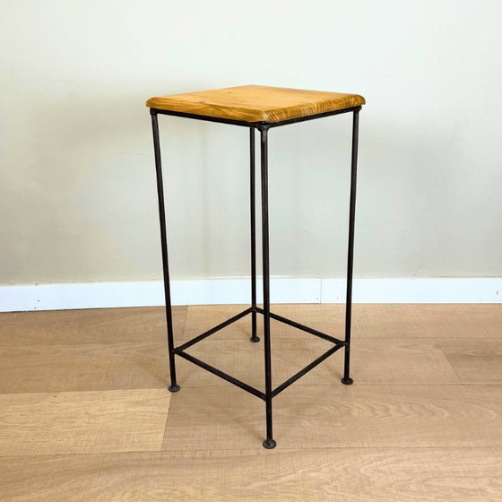 Image 1 of Industrial Steel and Wood Side Table