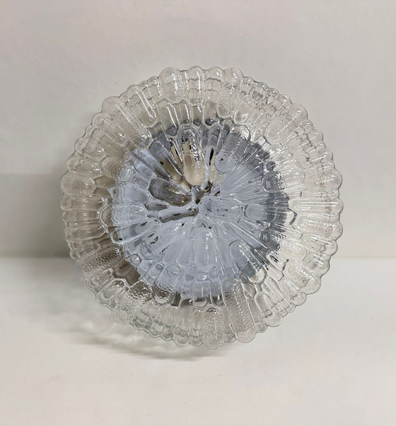 Image 1 of Vintage helder glas bewerkte plafondlamp wandlamp 80’s 