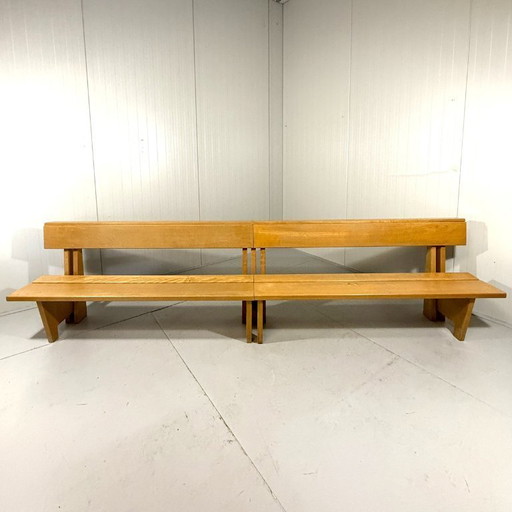 Banco XL de madera maciza de haya de la década de 1960