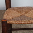Set van 4 massief houten stoelen met rieten zitting, Frans vakmanschap, 1950