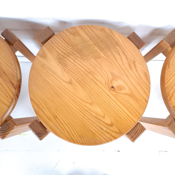 Image 1 of 6x vintage kruk grenenhout jaren 70 mid century modern