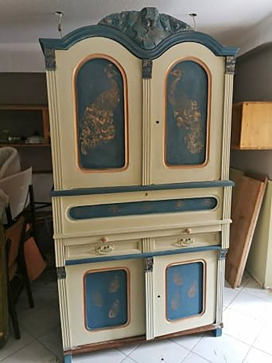 Credenza da cucina antica dipinta a mano – Armadi contenitori (photo 5 of 5)