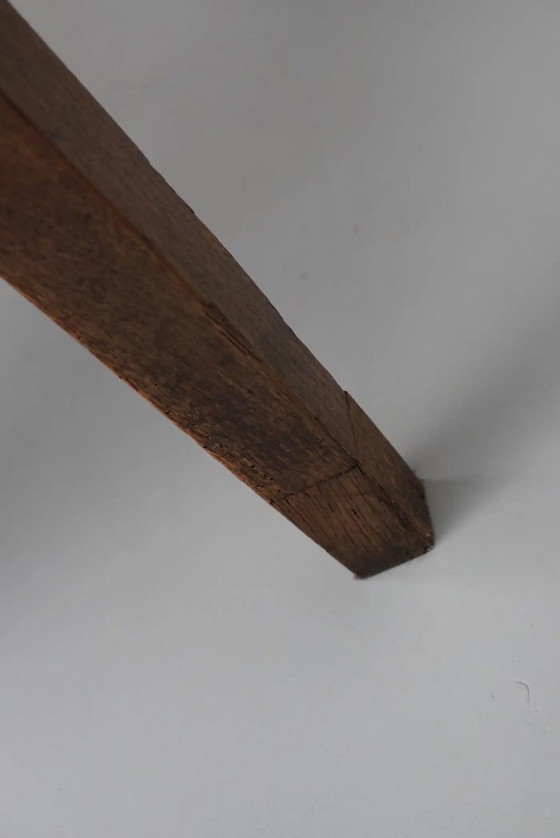 Image 1 of Antique French rustic farm table in light elm wood, 19th century