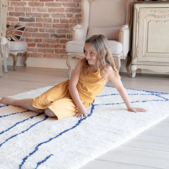 Tappeto Beni Ouarain bianco e blu. – Tappeti, Wool, Cotton (photo 8 of 16)