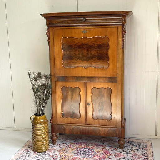 Antieke Biedermeier Klep Secretaire Kast Bureau