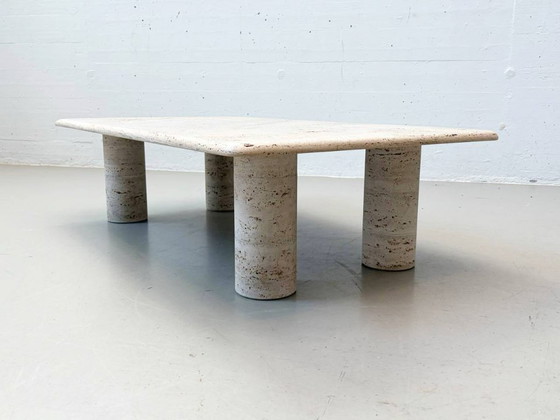 Image 1 of Travertijn salontafel van Angelo Mangiarotti voor Up & Up, Italië, jaren 70